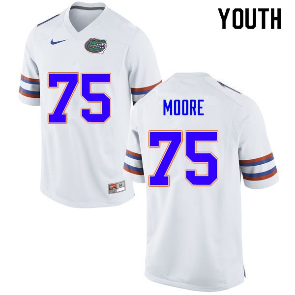 Youth #75 T.J. Moore Florida Gators College Football Jerseys White